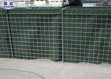 Green Geotextile Military Gabion Box Zinc - Aluminium Coated Type