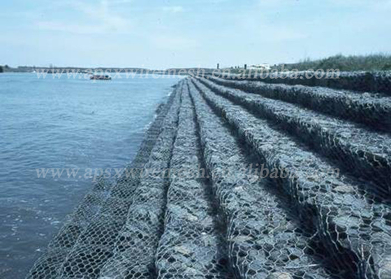 2 * 1 * 1m Kawat Baja Besi Gabion Wall Cages Sungai Kontrol Erosi