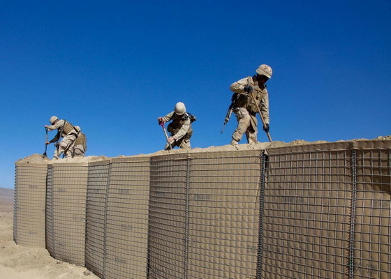 Tentara Militer Dinding Seng - Aluminium Dilapisi Jenis Hesco Barrier Bastion Hambatan Defensif Untuk Banjir