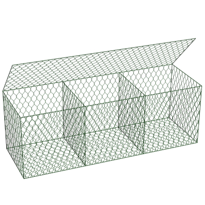 Besi Wire Mesh Metal Gabion Cages Galvanis / Pvc Dilapisi 3mx1mx1m