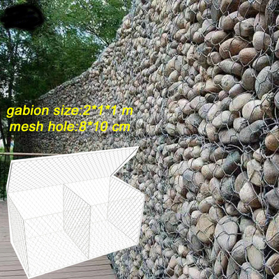 Kotak Gabion Galvanis Dengan Lapisan Seng Tinggi Anti Korosif 2.2mm Dia Wire