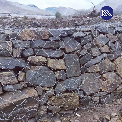 Kandang Gabion Kawat Galvanis Perlindungan Sungai 27mm