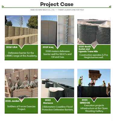 Militer 4-6mm Ukuran Disesuaikan Galvanized Pertahanan Penghalang Galfan Geotextile Kain Untuk Banjir Contro