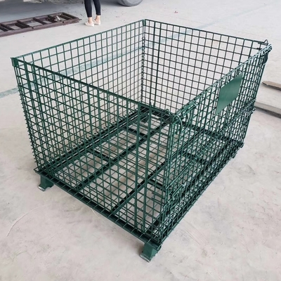 Galvanis 1200*1000*890mm Lipat Kunci Wire Mesh Transportasi Logam Penyimpanan Wire Mesh Pallet Cage
