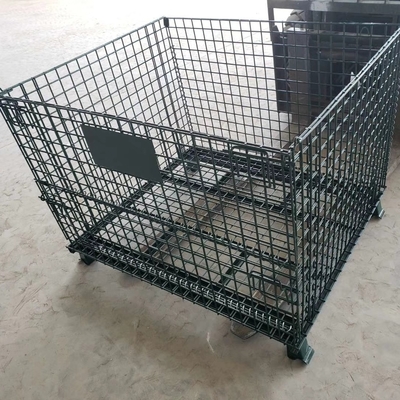Galvanis 1200*1000*890mm Lipat Kunci Wire Mesh Transportasi Logam Penyimpanan Wire Mesh Pallet Cage