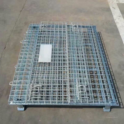 Galvanis 1200*1000*890mm Lipat Kunci Wire Mesh Transportasi Logam Penyimpanan Wire Mesh Pallet Cage