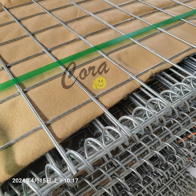 Departemen Pertahanan Penghalang Pertahanan Hot Dip Galvanized Welded Gabion Box Mil 10 Dinding Pengendali