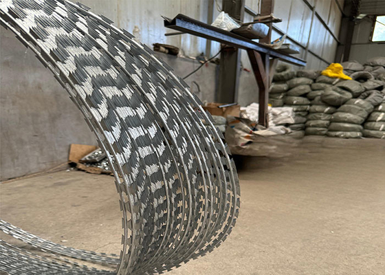 Keamanan Single Coil Blade Razor Wire Mesh Area Terlarang Ideal