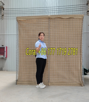 MIL1 1.37m Tinggi Galfan dilapisi Gabion Line Las Dengan Geotextile Military Grade HESCO Flood Barriers Di Pasar AS