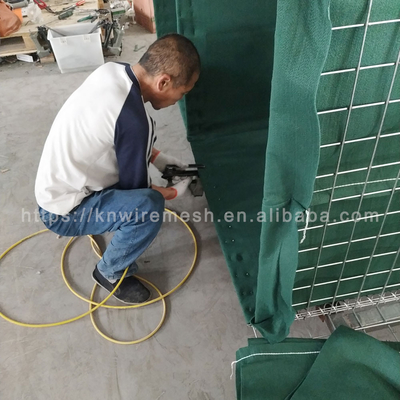 350g Zinc Aluminium Bahan Pertahanan Penghalang Las Gabion Tembok Dengan Pasir / Hijau Geotekstil