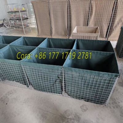 Militer Hesco Tas 2.74m Tinggi Galvanized Pertahanan Barrier Tembok Perlindungan Yang Dibuat Oleh Welded Gabion Box