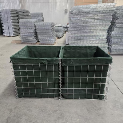 MIL1, MIL 7, MIL 10, MIL 12, MIL 19 2.74M High Hot Dipped Geotextile Linered Welded Gabion Hesco Bag for Military Defensive Barriers Bastions
