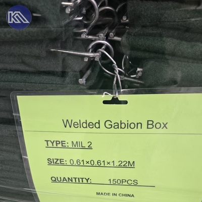 Heavy Duty 3 Inch Mesh Hole Gabion Basket MIL1 1.37M Tinggi Hesco Barrier Welded Gabion Box Dilapisi dengan Kain Geotekstil