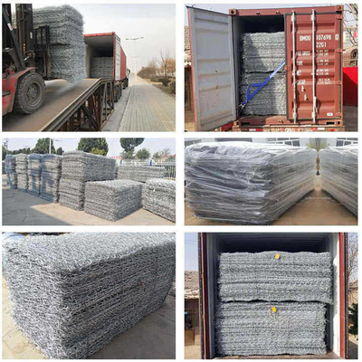 Green Pvc Coated 2.7mm Gabion Box Untuk Penguatan Pengendalian Banjir Sungai