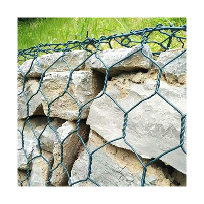 Green Pvc Coated 2.7mm Gabion Box Untuk Penguatan Pengendalian Banjir Sungai