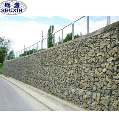 Weave Wire Galvanized Gabion Boxes 8 * 10 Cm Mesh Untuk Perlindungan Saluran Sungai