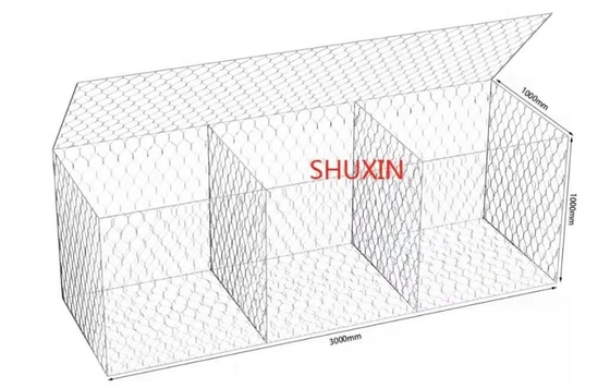 3.0mm 3x1x1m Galvanized Gabion Boxes Besi Batu Tugas Berat Diisi Untuk Jalan Dan Jembatan