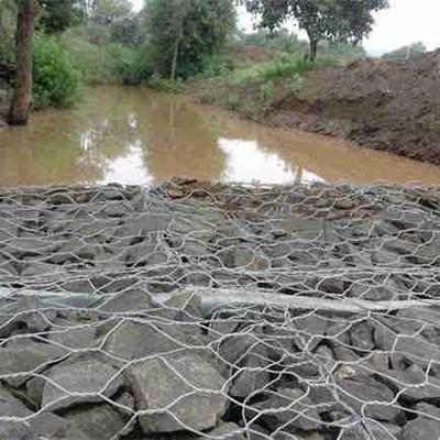 2 * 1 * 1m Standar 2mm Galvanized Gabion Basket Hexagon Mesh Untuk Penguatan Tanggul