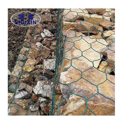 Lubang 8 * 10cm Keranjang Gabion Baja Lereng Sungai 2 * 1 * 1m Tenunan Galvanis