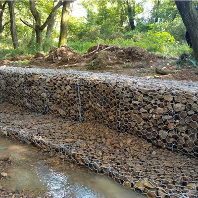 2X1X1M Gabion Wire Mesh Box 80X100Mm Gabion rock Basket Untuk Proyek Pengendalian Banjir