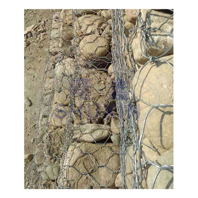 2 * 1 * 1m Weave Pvc Coated Gabion Box Galvanized Gabion Mesh Kekuatan Tinggi