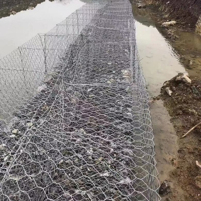 Standar Q195 Galvanized  Gabion Baskets Untuk Dinding Penahan Pengendalian Banjir