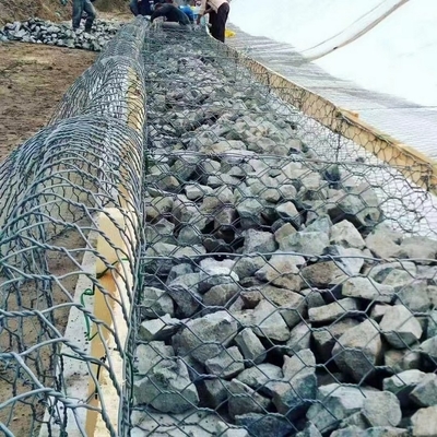 Standar  Hexagonal Wire  Gabion Box Dinding Penahan Galvanis