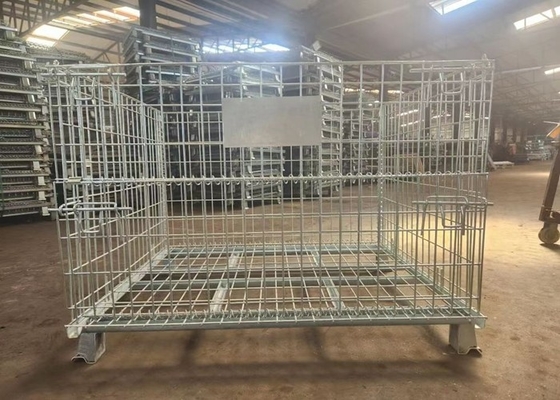 Penyimpanan Gudang 50 * 50 Kontainer Wire Mesh Hot Dicelup Galvanis