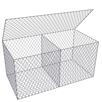 Green Pvc Coated Gabion Baskets 100x50x30 Dinding Pengendali 8x10cm Lubang Mesh