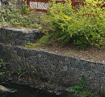 Kotak Gabion Wire Mesh Galvanized PVC Coated 1*1*1 M Hijau Untuk Perlindungan Jatuh Batu