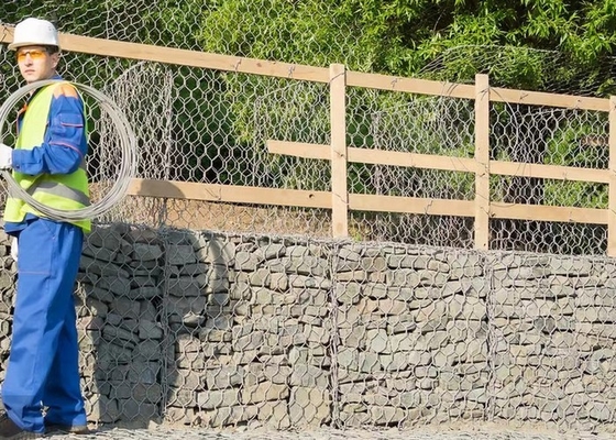 Heavy Galvanized Wire Mesh Gabion Box Disesuaikan Panjang Lebar Ketinggian Bendungan Perlindungan Scour