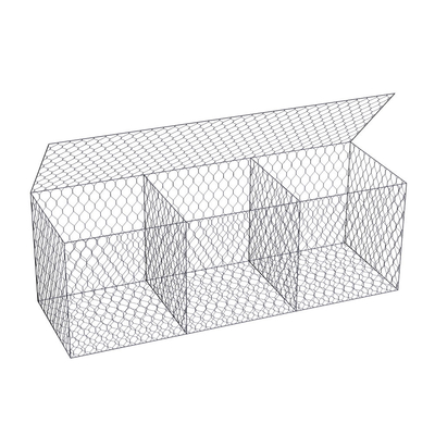 Batu Pengisian 4 * 1 * 1m Pvc Lapisan Gabion Box Galvanized Woven Mesh