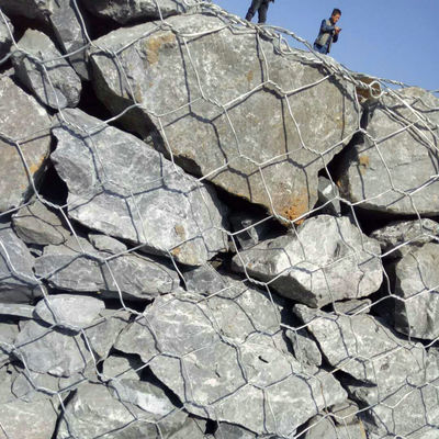 Kotak Gabion Galvanized Hot-Dip / Gabion Basket untuk Pengendalian Erosi Sungai & Perlindungan Banjir