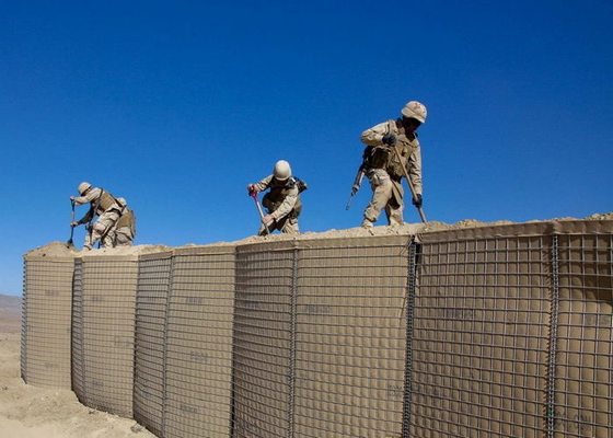 Heavy Galvanized Coated Wire Mesh Gabion Bastions Sistem Penghalang Pertahanan