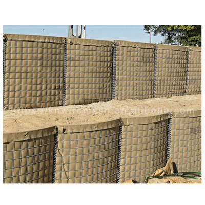 350g Zinc Aluminium Bahan Pertahanan Penghalang Las Gabion Tembok Dengan Pasir / Hijau Geotekstil