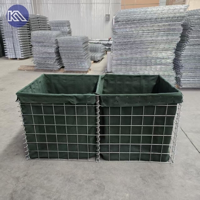 Heavy Duty 3 Inch Mesh Hole Gabion Basket MIL1 1.37M Tinggi Hesco Barrier Welded Gabion Box Dilapisi dengan Kain Geotekstil