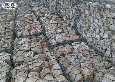 8X10 Galvanized Rock Cage Dinding Bentuk Heksagonal Untuk Pencegah Tanggul