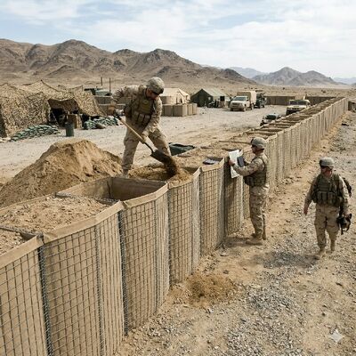 Penghalang Pertahanan 3"X3" Karung Pasir Gabion Baja Dilas Dinding Pelindung Keamanan Perimeter Bastion Banjir