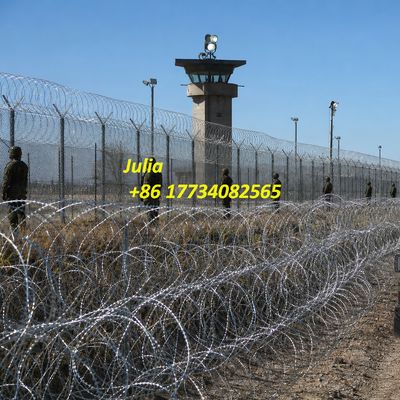High Security Razor Barbed Wire Galvanized Steel Fencing Solution Dengan Dedicated Clips Dan Kemampuan Pertahanan yang Luar Biasa