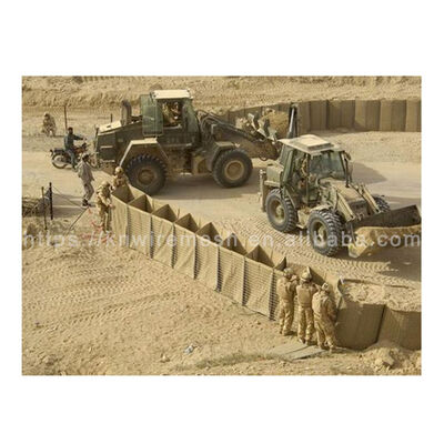 Heavy Galvanized Iron Wire Mesh Pengisian Pasir Mil10 Tembok Pertahanan HESCO Penghalang Militer
