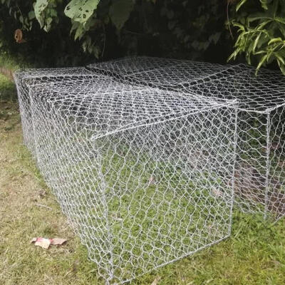Dinding Penahan Pagar Keranjang Gabion Berlapis Seng Galfan Lilit Ganda 8*10cm / 2*1*1m