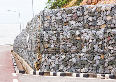 PVC Coated Gabion Keranjang Gabion Kandang Dinding, Kotak Gabion Untuk Perlindungan Bank