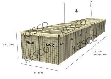 MIL 4 Pertahanan Hesco Bastion Dilipat Penghalang Keamanan Logam 3 '' X 3 '' Lubang Mesh