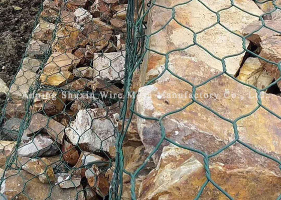 1 * 1 * 1m Weave Wire Mesh Pvc Coated Gabion Mattress Untuk Perlindungan Jembatan