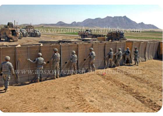 Dilipat 4mm Hesco Barriers Dinding Perlindungan Tepi Militer Mil 10 Pagar