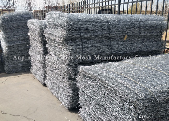 Woven Three Twist 2.4mm Stone Filled Gabion Baskets Untuk Dinding Penahan