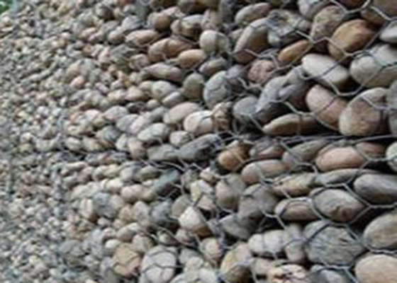 Hexagon 2.0mm Pvc Coated Gabion Baskets Wall Cages Untuk Mencegah