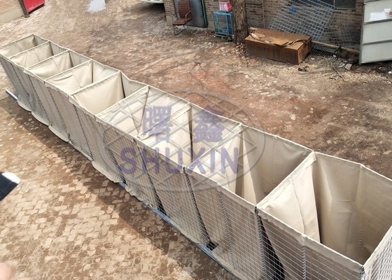 1 * 1 * 5 M / 5 Sel Hesco Banjir Hambatan Warna Pasir Galvanis Ditarik Keselamatan Mil 3