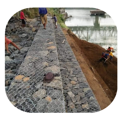 80x100mm 2x1x1 4mm Keranjang Gabion Dilapisi Pvc Galfan 260 Gsm Dilapisi Seng