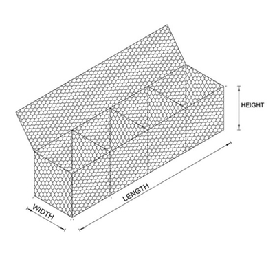 2 X 1 X 1 Fleksibilitas Batu Diisi Kandang Kawat Kotak Gabion Dilapisi PVC Tahan Karat
